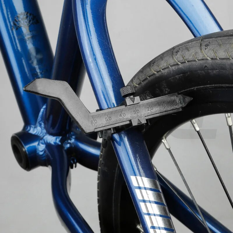 Compact Bike Rim Adjustment Gauge Built-In Scale Ruler Flexible Silicone Strap for Special-Shaped Frame Fork Bicycle Truing Tool