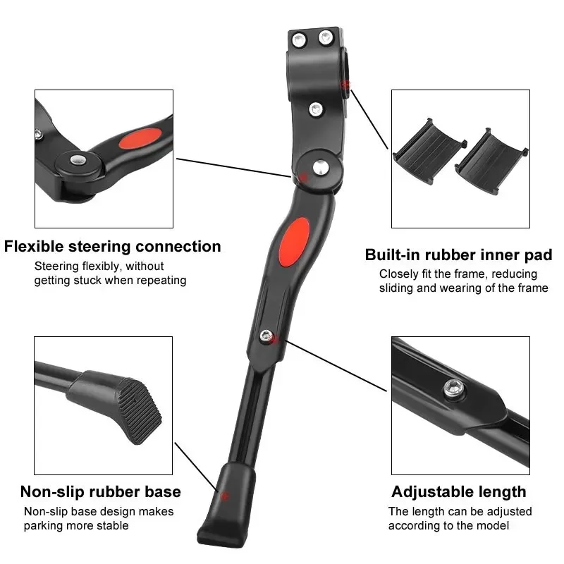 Bicycle Kickstand MTB Road Bike Stand Foot Support Aluminum Alloy Parking Rack Adjustable Length Rear Bracket Bike Accessories