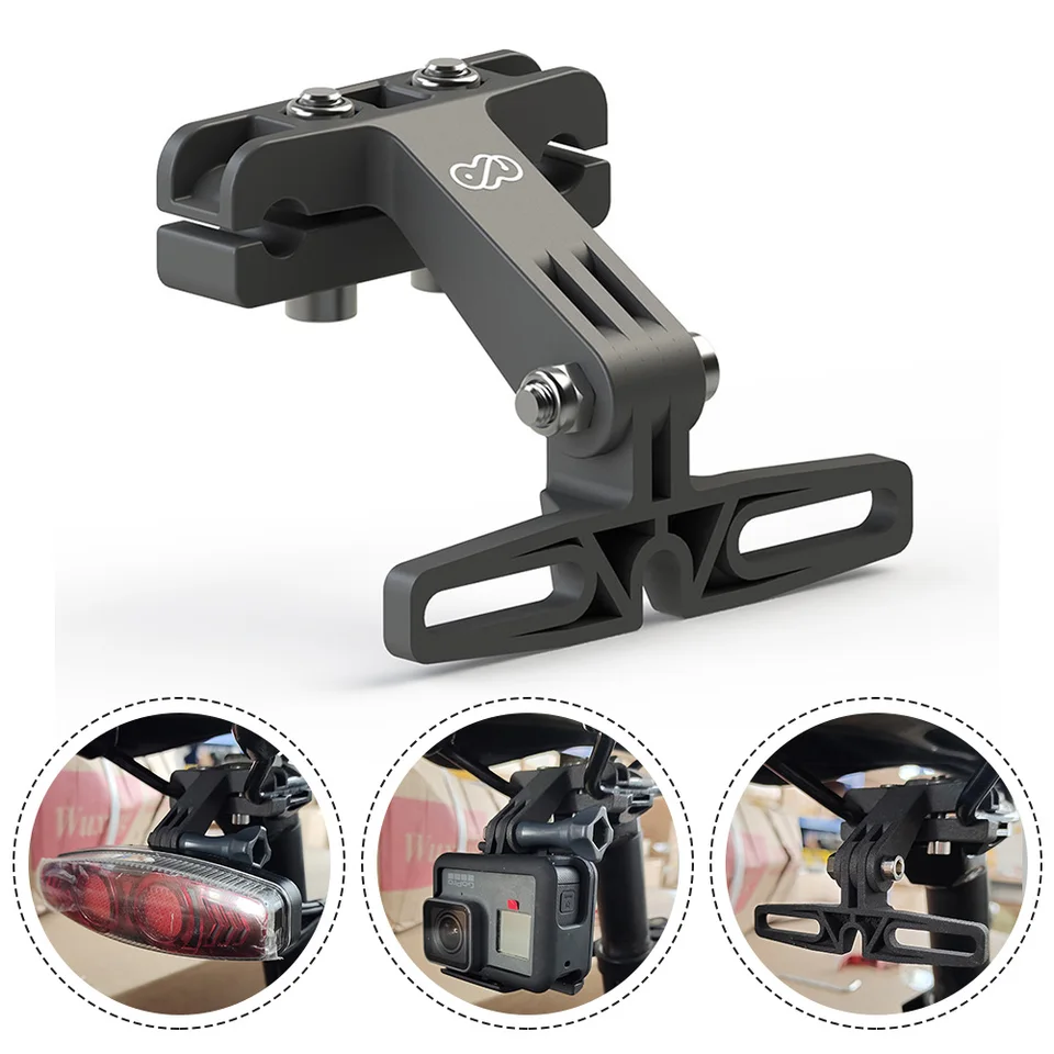 Ebike Saddle Rail Tail Light Bracket Dual-Use for Rear Lamp and Go Pro Action Camera Adjustable Angle E-Bike Cycling Accessory