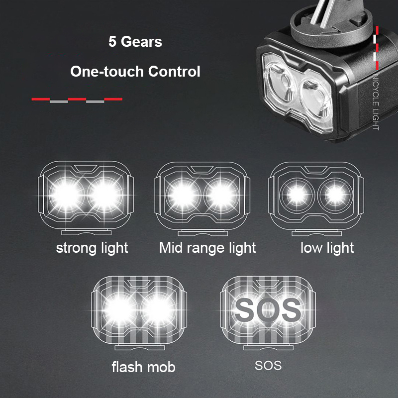 Aluminum Alloy LED Bicycle Front Light Type-C MTB Road Bike Headlight Easy to Install Highlight Flashlight Cycling Accessories