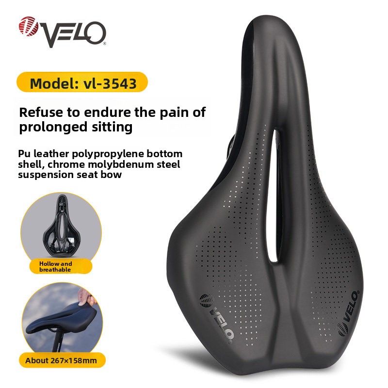 Comfort Hollow Safety Ventilation Bicycle Saddle PU Leather Waterproof Bike Seat for MTB Road Folding Bike