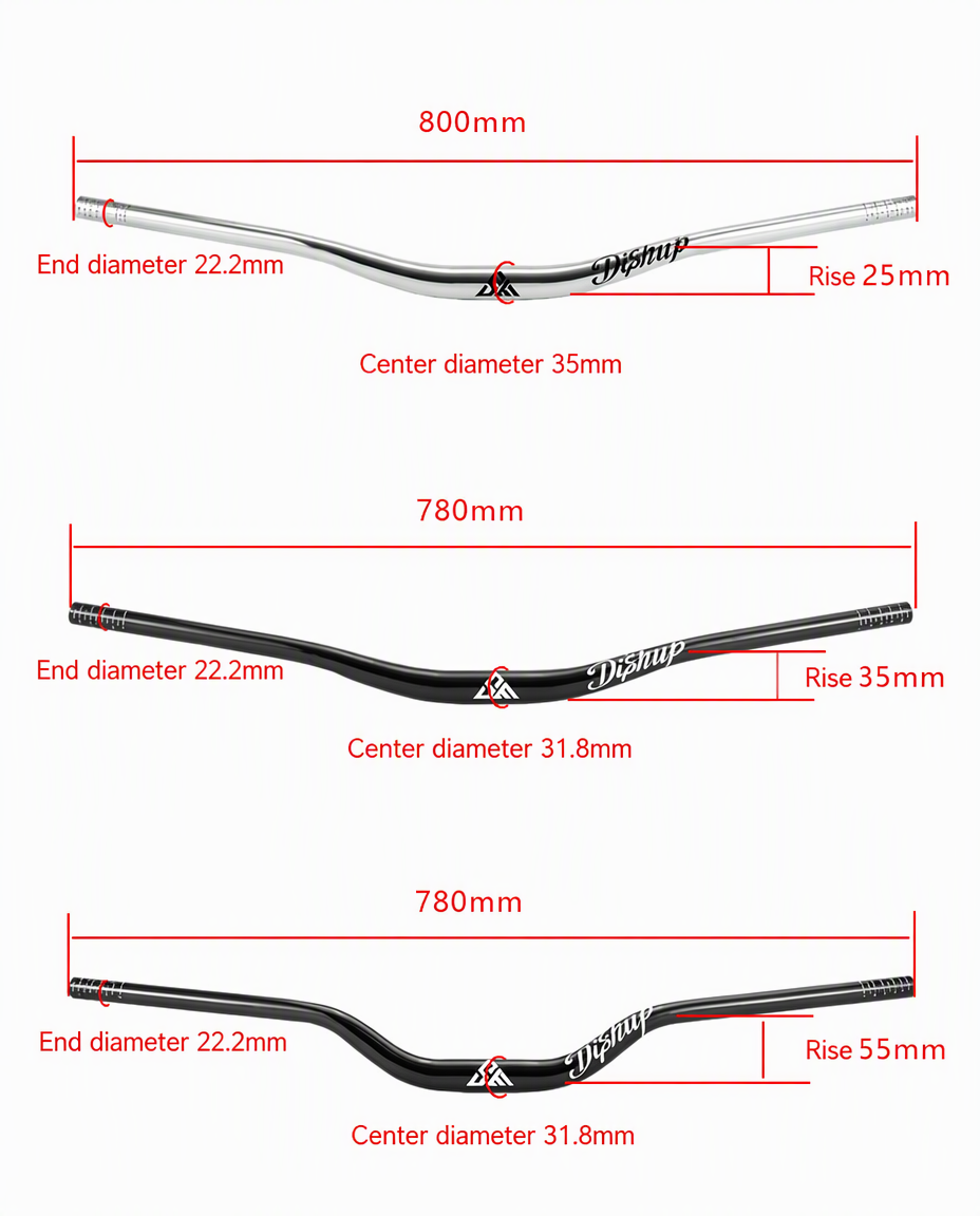 DISRUP CNC 780/800mm Mountain Bike Swallow-shaped Riser Handlebar 31.8/35mm 2.6mm Wall Thickness Aluminum Alloy for Downhill