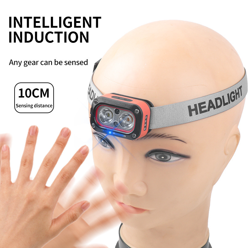 Super Bright LED Headlamp Rechargeable Sensor Headlight Waterproof Flashlight for Camping Hiking Fishing Cycling