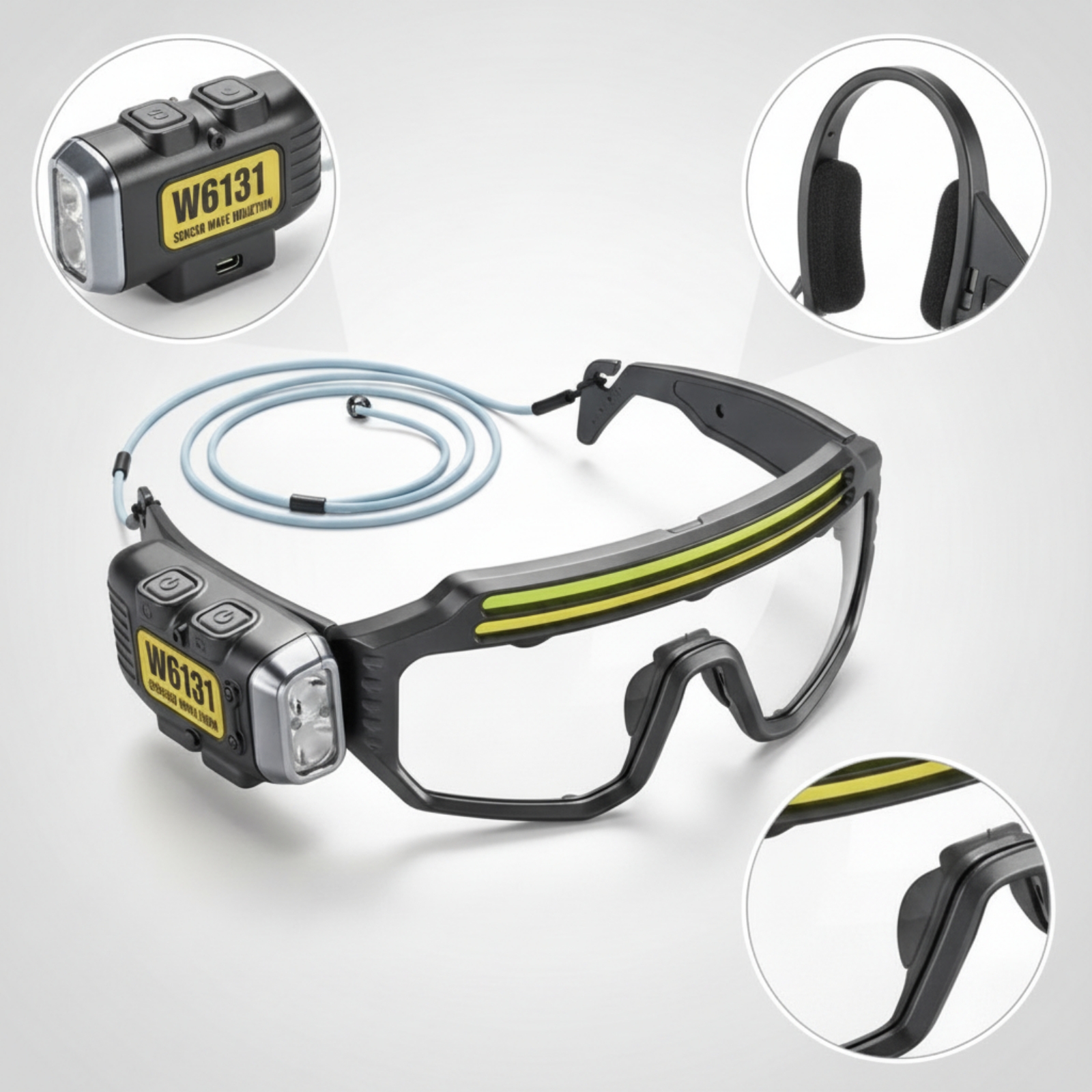 LED Safety Glasses Headlights Multifunctional Goggle Light TYPE-C Rechargeable Headlamp Flashlight Work Repair Emergency Lamp