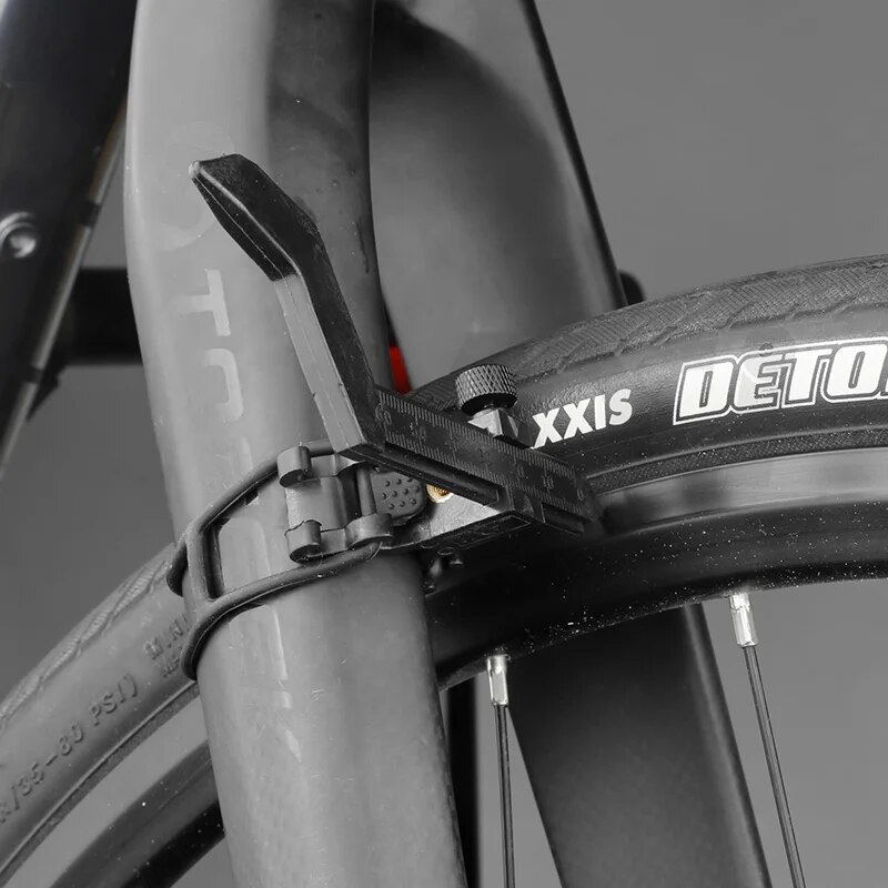 Compact Bike Rim Adjustment Gauge Built-In Scale Ruler Flexible Silicone Strap for Special-Shaped Frame Fork Bicycle Truing Tool