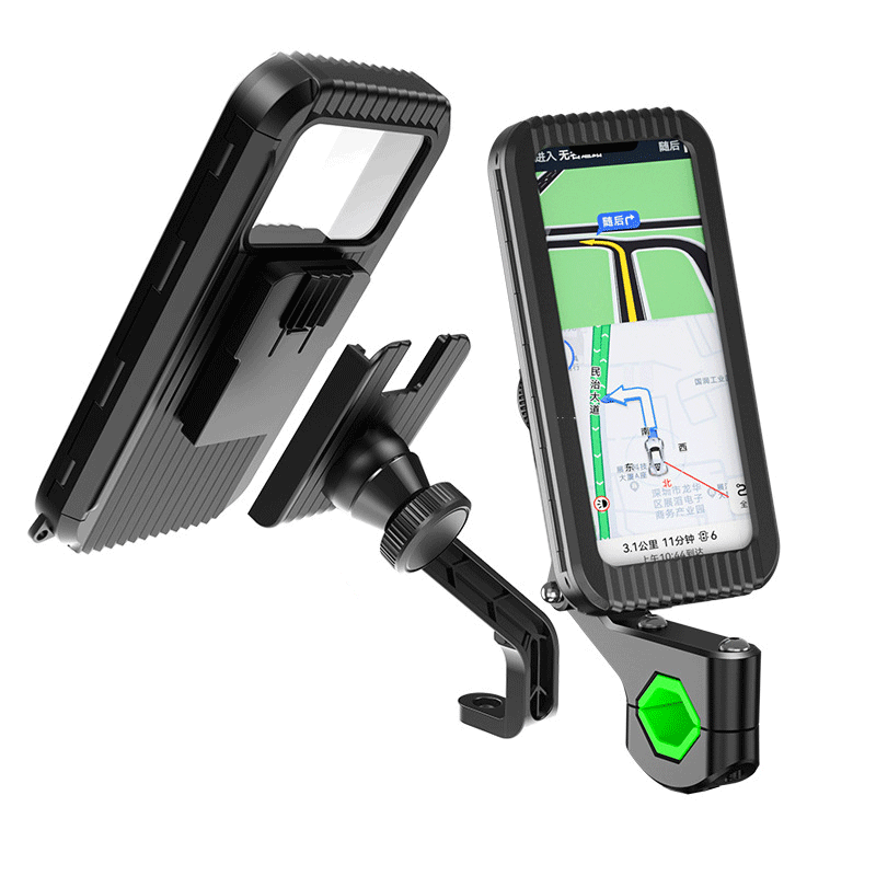 Waterproof Flip-Side-Open Bicycle Phone Holder 4.0-7.0 Inch 360 Rotatable Motorcycle E-Bike Phone Mount Handlebar Mirror Base