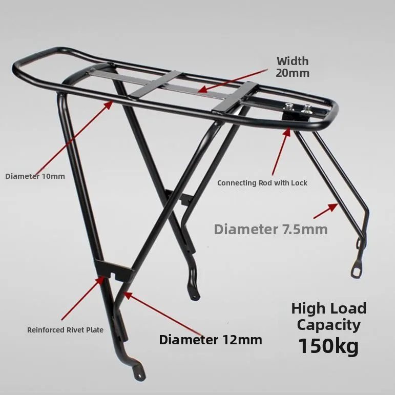 Mountain Bike Rear Rack 26/27.5 Inch Bicycle Cargo Rack Mounting Hardware Holder Universal Pannier Luggage Carrier Rack