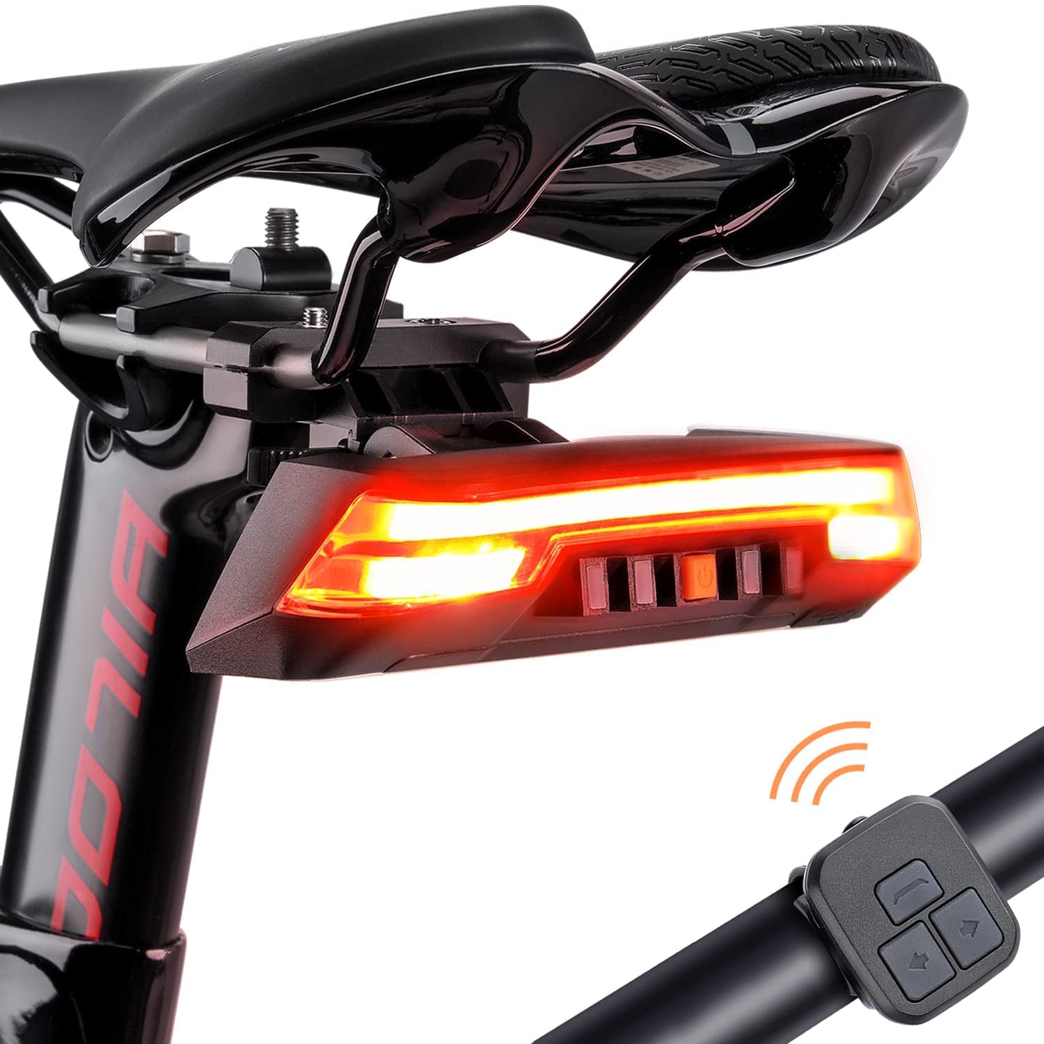 Bike Brake Light Wireless Remote High Brightness Turn Signal USB Rechargeable 360° Visible Cycling Safety Tail Light Waterproof