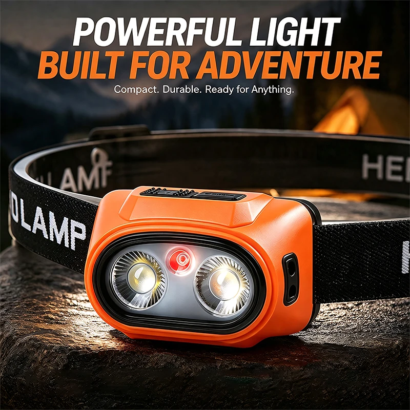 LED Headlamp Induction Head Lamp USB Rechargeable Head Flashlight Outdoor Camping Fishing Sensor Headlight