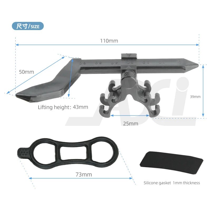 Compact Bike Rim Adjustment Gauge Built-In Scale Ruler Flexible Silicone Strap for Special-Shaped Frame Fork Bicycle Truing Tool