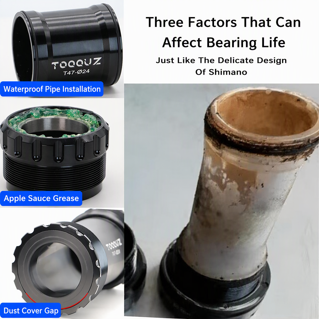 T47 Thread in Bicycle Bottom Bracket Ceramic Bearing CNC Anodized Aluminum Alloy Housing for Hollow Crankset Threaded Bike BB