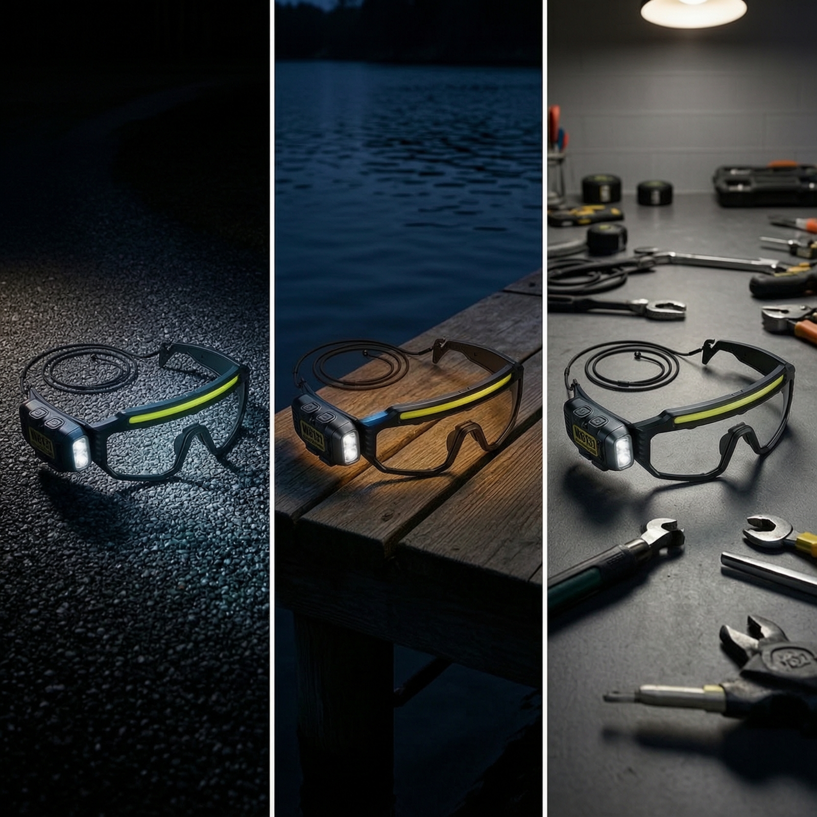 LED Safety Glasses Headlights Multifunctional Goggle Light TYPE-C Rechargeable Headlamp Flashlight Work Repair Emergency Lamp
