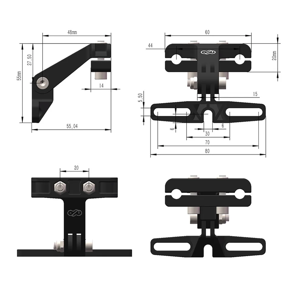 Ebike Saddle Rail Tail Light Bracket Dual-Use for Rear Lamp and Go Pro Action Camera Adjustable Angle E-Bike Cycling Accessory