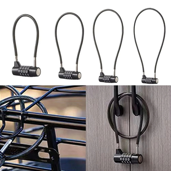 Bike Cable Lock 4 Digit Combination Padlock Resettable Waterproof Cable Lock