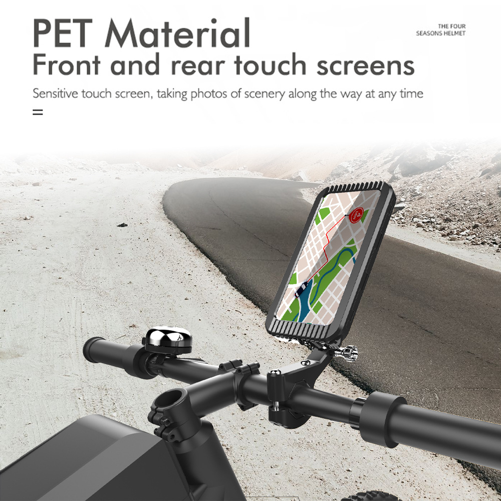 Waterproof Flip-Side-Open Bicycle Phone Holder 4.0-7.0 Inch 360 Rotatable Motorcycle E-Bike Phone Mount Handlebar Mirror Base