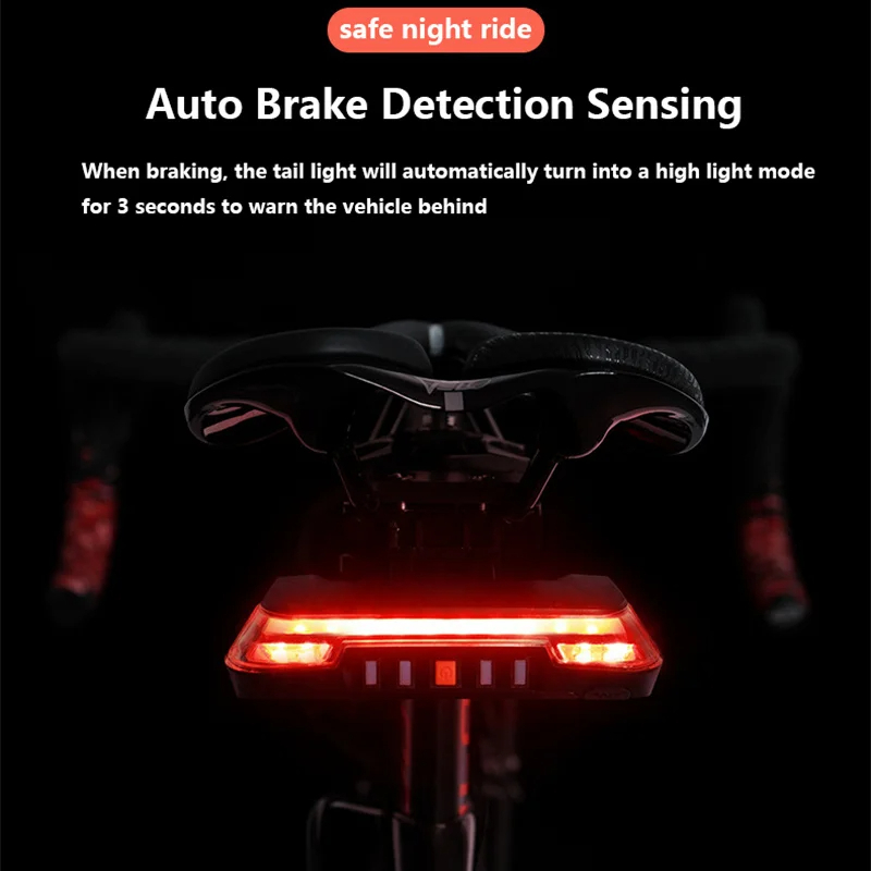 Bike Brake Light Wireless Remote High Brightness Turn Signal USB Rechargeable 360° Visible Cycling Safety Tail Light Waterproof